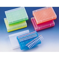 Rack in pp autoclavabile +121°C con coperchio per provette per PCR ml 0,2 in strisce colore orange - 22602 
